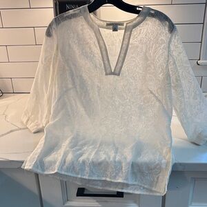 Banana Republic White Sheer Blouse
